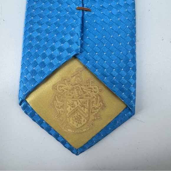 Donald Trump Silk Signature Collection Luxury Blue Textured Geometric Tie - Picture 7 of 8